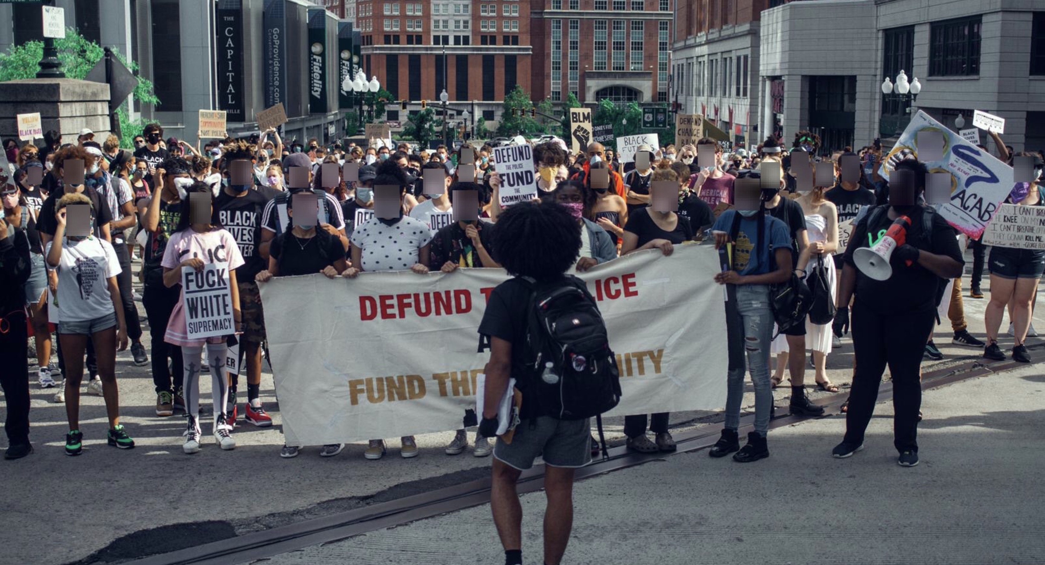 Student activists at a Juneteenth march in downtown Providence call for replacing cops with counselors